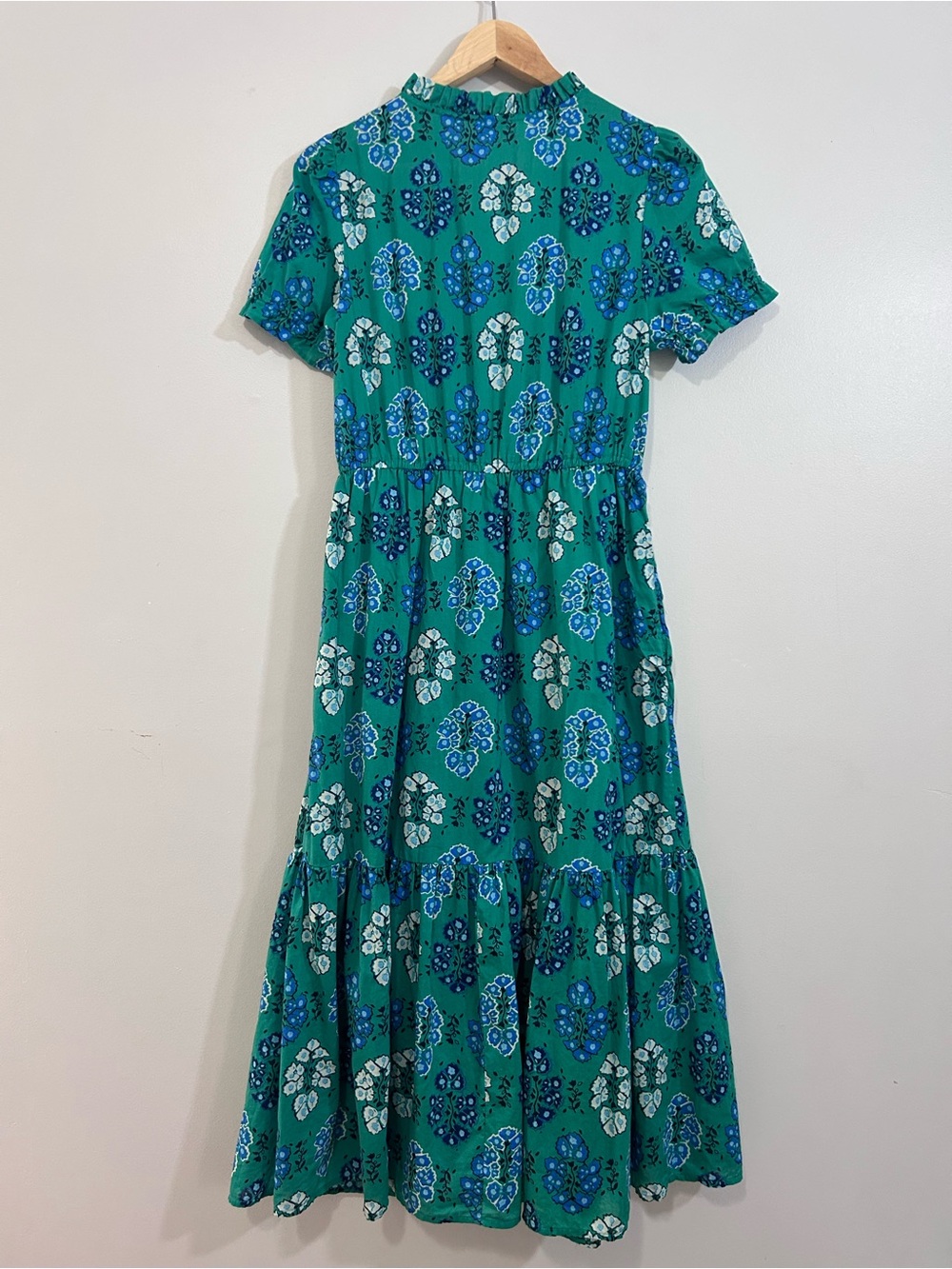 J. Crew Green Floral Short-Sleeve Midi Dress 4 - Picture 7 of 16